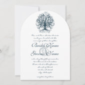 Teal Swirl Tree Roots of Love Wedding Invitate 招待状 (正面)