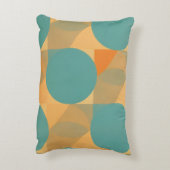 Teal, Tan, and Orange in Retro Look Pattern アクセントクッション (裏面(縦))