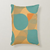 Teal, Tan, and Orange in Retro Look Pattern アクセントクッション (正面(垂直))