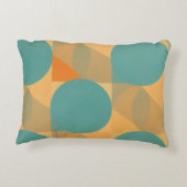 Teal, Tan, and Orange in Retro Look Pattern アクセントクッション (裏面)