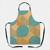 Teal, Tan, and Orange in Retro Look Pattern エプロン (正面)