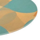 Teal, Tan, and Orange in Retro Look Pattern カッティングボード (角)