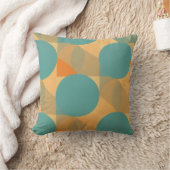 Teal, Tan, and Orange in Retro Look Pattern クッション (ブランケット)