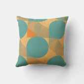 Teal, Tan, and Orange in Retro Look Pattern クッション (裏面)