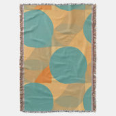 Teal, Tan, and Orange in Retro Look Pattern スローブランケット (正面縦)