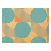 Teal, Tan, and Orange in Retro Look Pattern テーブルクロス (正面(横))