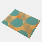 Teal, Tan, and Orange in Retro Look Pattern ドアマット (アングル)