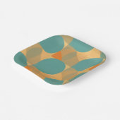 Teal, Tan, and Orange in Retro Look Pattern ペーパープレート (傾斜あり)