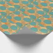 Teal, Tan, and Orange in Retro Look Pattern ラッピングペーパー (角)