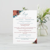 Teal Terracotta Floral Boho Wedding RSVP Card (スタンド正面)