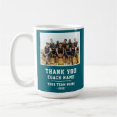 Teal Thank you Coach Team Name Photo コーヒーマグカップ (左)