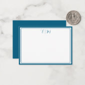 Teal three Border Monogram Note Card ノートカード (正面/裏面インサイチュ)