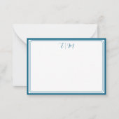 Teal three Border Monogram Note Card ノートカード (正面)