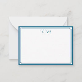 Teal three Border Monogram Note Card ノートカード