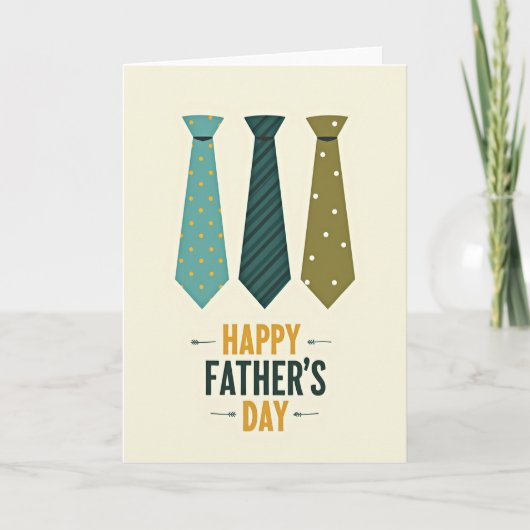 Teal Ties Sweet Fathers Day Card カード (正面)
