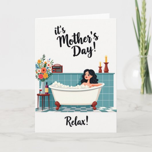 Teal Tile Relaxing Bath Card カード (正面)