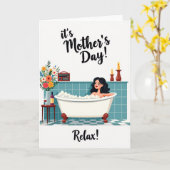 Teal Tile Relaxing Bath Card カード (黄色い花)