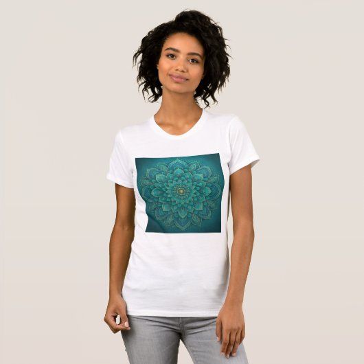 Teal Tranquility Mandala – Boho Spiritual Art  Tシャツ (正面フル)