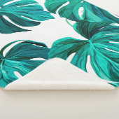 Teal Tropical Monstera Leaf Seamless Pattern Art シェルパブランケット (3/4)