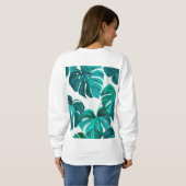 Teal Tropical Monstera Leaf Seamless Pattern Art スウェットシャツ (裏面フル)