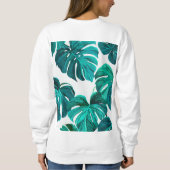 Teal Tropical Monstera Leaf Seamless Pattern Art スウェットシャツ (裏面)