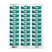 Teal Tropical Monstera Leaf Seamless Pattern Art ラベル (フルシート)