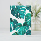 Teal Tropical Monstera Leaf Seamless Pattern Art 出欠カード (スタンド正面)