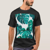 Teal Tropical Monstera Leaf Seamless Pattern Art Tシャツ (正面)