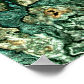 Teal Turquoise Gold Brown Minerals Marble Pattern ポスター (角)