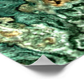 Teal Turquoise Gold Brown Minerals Marble Pattern ポスター (角)