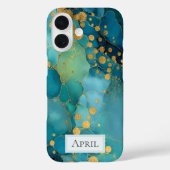 Teal, Turquoise & Gold Marble  Case-Mate iPhoneケース (裏面)