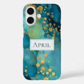 Teal, Turquoise & Gold Marble  Case-Mate iPhoneケース (裏面)
