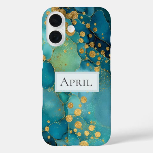Teal, Turquoise & Gold Marble  Case-Mate iPhoneケース (裏面)