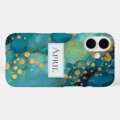 Teal, Turquoise & Gold Marble  Case-Mate iPhoneケース (裏面 (横))