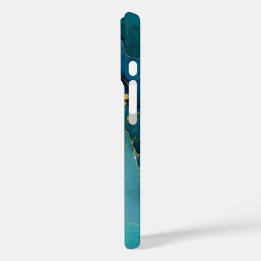 Teal, Turquoise & Gold Marble  Case-Mate iPhoneケース (裏面 / 左)