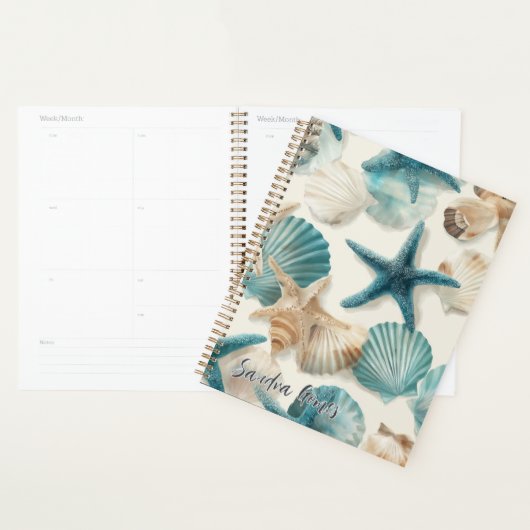 Teal Turquoise green corals pattern  プランナー手帳 (ディスプレー)