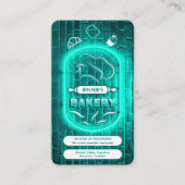 Teal Turquoise Mint Neon Bakery Custom Logo Name 名刺 (正面)
