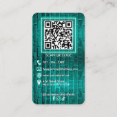 Teal Turquoise Mint Neon Bakery Custom Logo Name 名刺 (裏面)