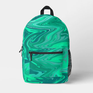 Teal/Turquoise Swirl Art プリントバックパック