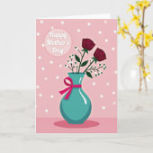 Teal Vase Happy Mothers Day Card カード (黄色い花)