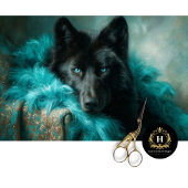 Teal Velvet Black Wolf Portrait 薄葉紙
