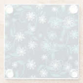 Teal Vine & White Floral Coaster ガラスコースター (裏面)