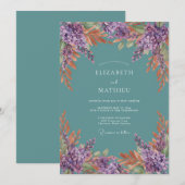 Teal Vintage Autumn Wedding 招待状 (正面/裏面)