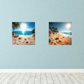 Teal Watercolor Sea Turtle Coastal Zen (ウッドフロア)