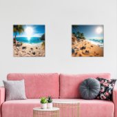 Teal Watercolor Sea Turtle Coastal Zen (リビング)