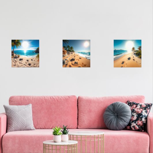 Teal Watercolor Sea Turtle Coastal Zen (リビング)