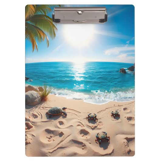 Teal Watercolor Sea Turtle Coastal Zen クリップボード (正面)