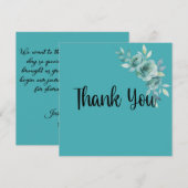 Teal Whisper Blooms Wedding サンキューカード (正面/裏面)