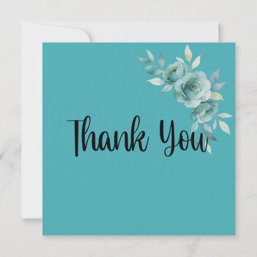 Teal Whisper Blooms Wedding サンキューカード (正面)