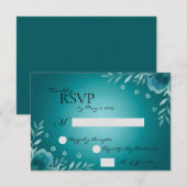 Teal Whisper Blooms Wedding 出欠カード (正面/裏面)